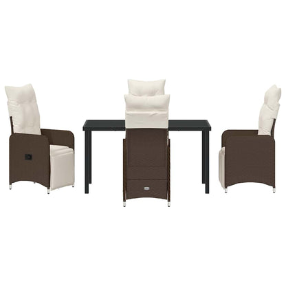Tuin eettafelset met kussen 5 pcs Bruin poly rattan