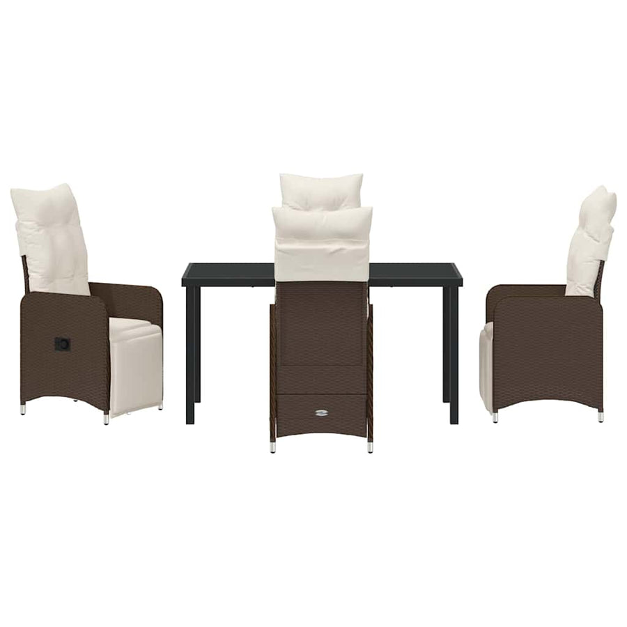 Tuin eettafelset met kussen 5 pcs Bruin poly rattan