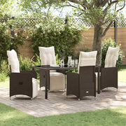 Tuin eettafelset poly rattan bruin 5-delig
