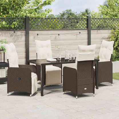 Tuin eettafelset met kussen 5 pcs Bruin poly rattan