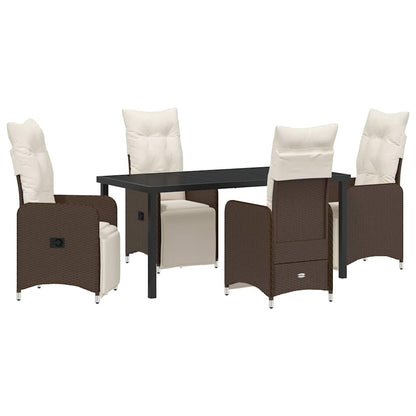 Tuin eettafelset met kussen 5 pcs Bruin poly rattan