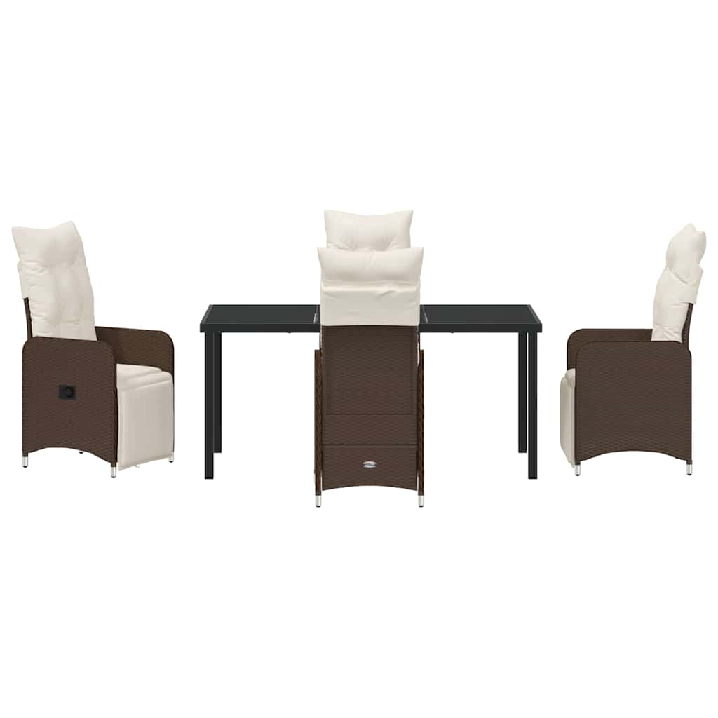 Tuin eettafelset met kussen 5 pcs Bruin poly rattan
