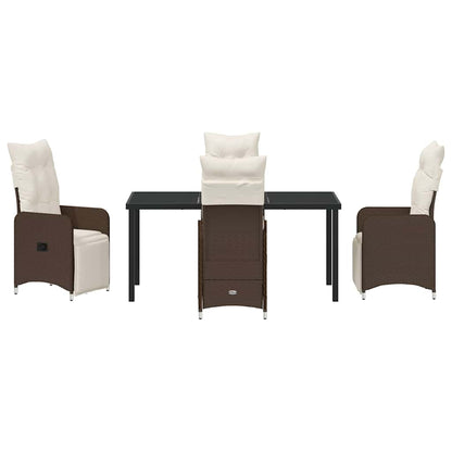 Tuin eettafelset met kussen 5 pcs Bruin poly rattan