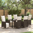 Garden dining set with cushion 7 pcs Brown poly rattan