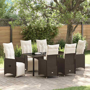 Tuin eettafelset poly rattan bruin 7-delig