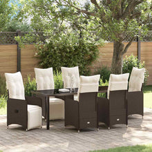 Tuin Eetset met kussen 7 pcs Bruin Poly riet