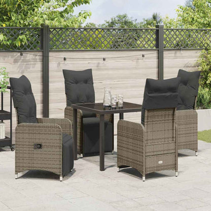 Tuin eettafelset met kussen 5 pcs Grijs poly rattan