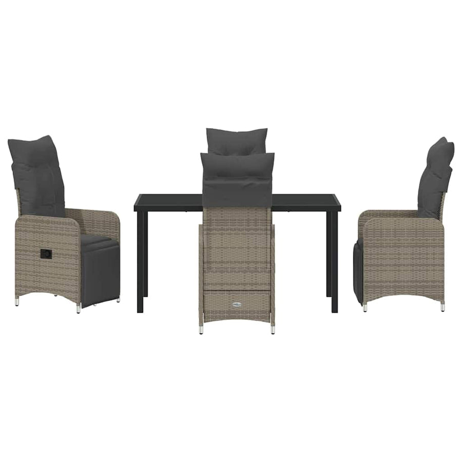 Tuin eettafelset met kussen 5 pcs Grijs poly rattan