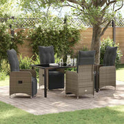 Tuin eettafelset poly rattan grijs 4 personen