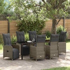 Tuin eettafelset poly rattan grijs 7-delig
