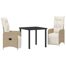 Tuin eettafelset met kussen 3 pcs Beige poly rattan
