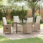 Garden Dining Set with Cushion 5 pcs Beige Poly Rattan