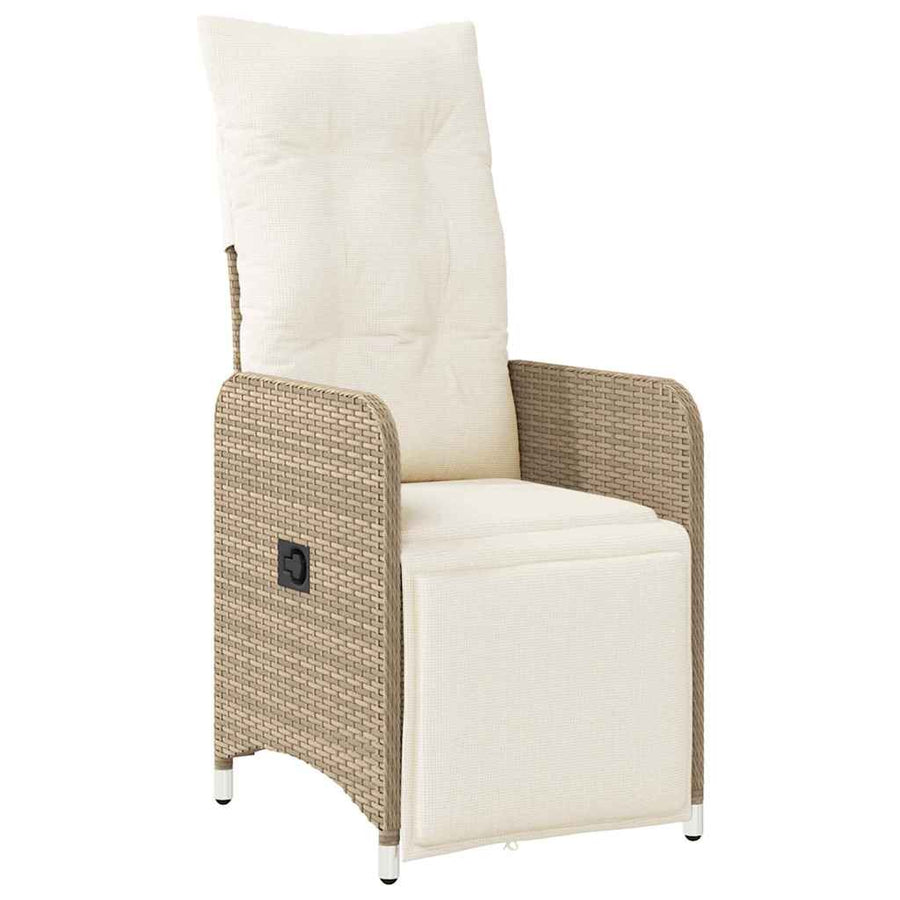 Tuin eettafelset met kussen 5 pcs Beige poly rattan