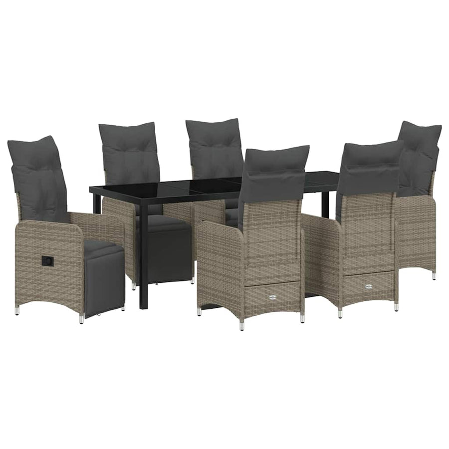 Tuin Eetset Met Kussen 7 Pcs Beige Poly Riet