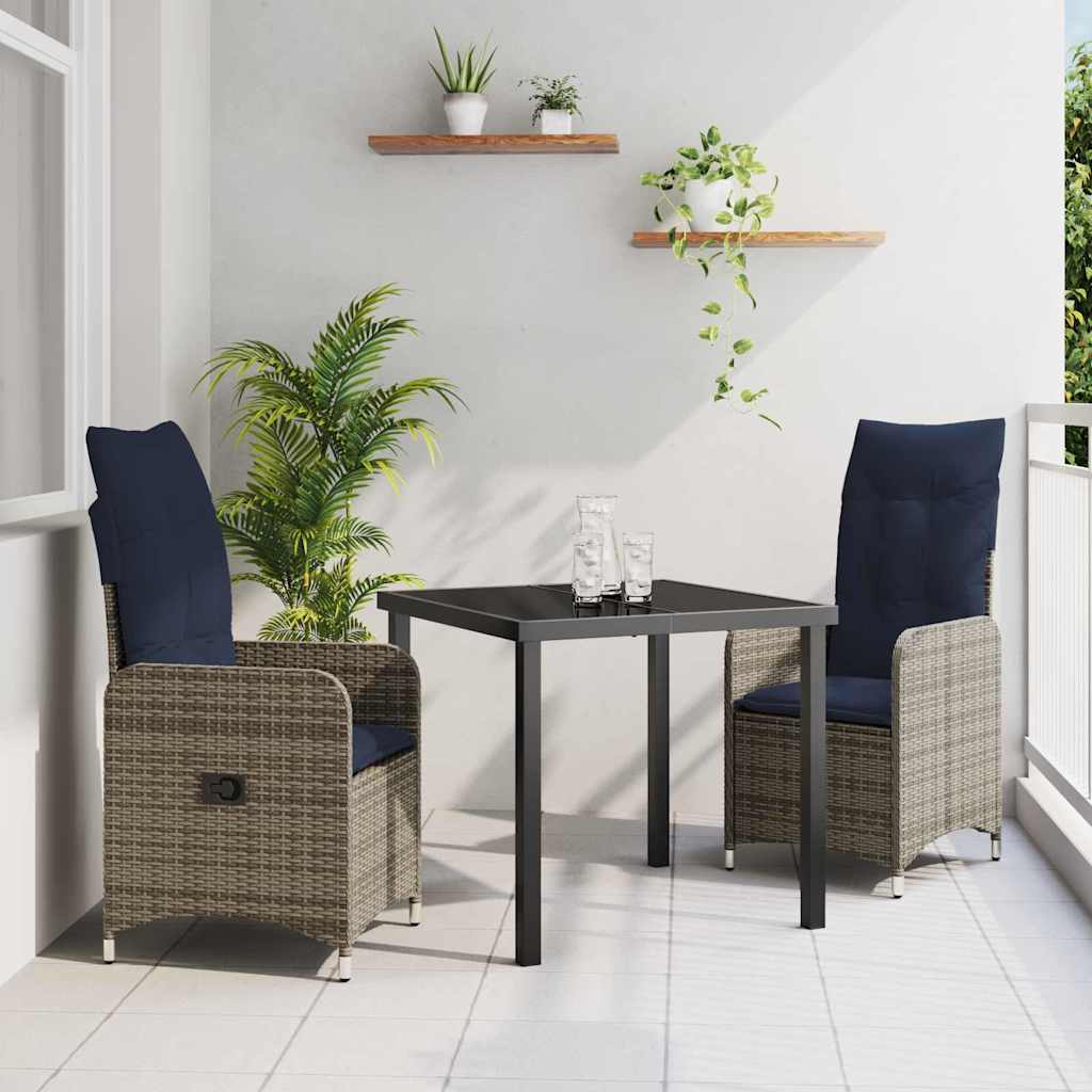 Tuin Eetset 3 pcs Grijs poly rattan
