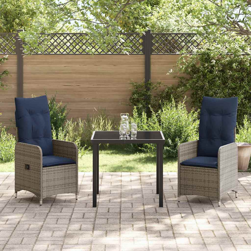 Tuin Eetset 3 pcs Grijs poly rattan