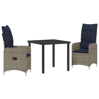 Tuin Eetset 3 pcs Grijs poly rattan