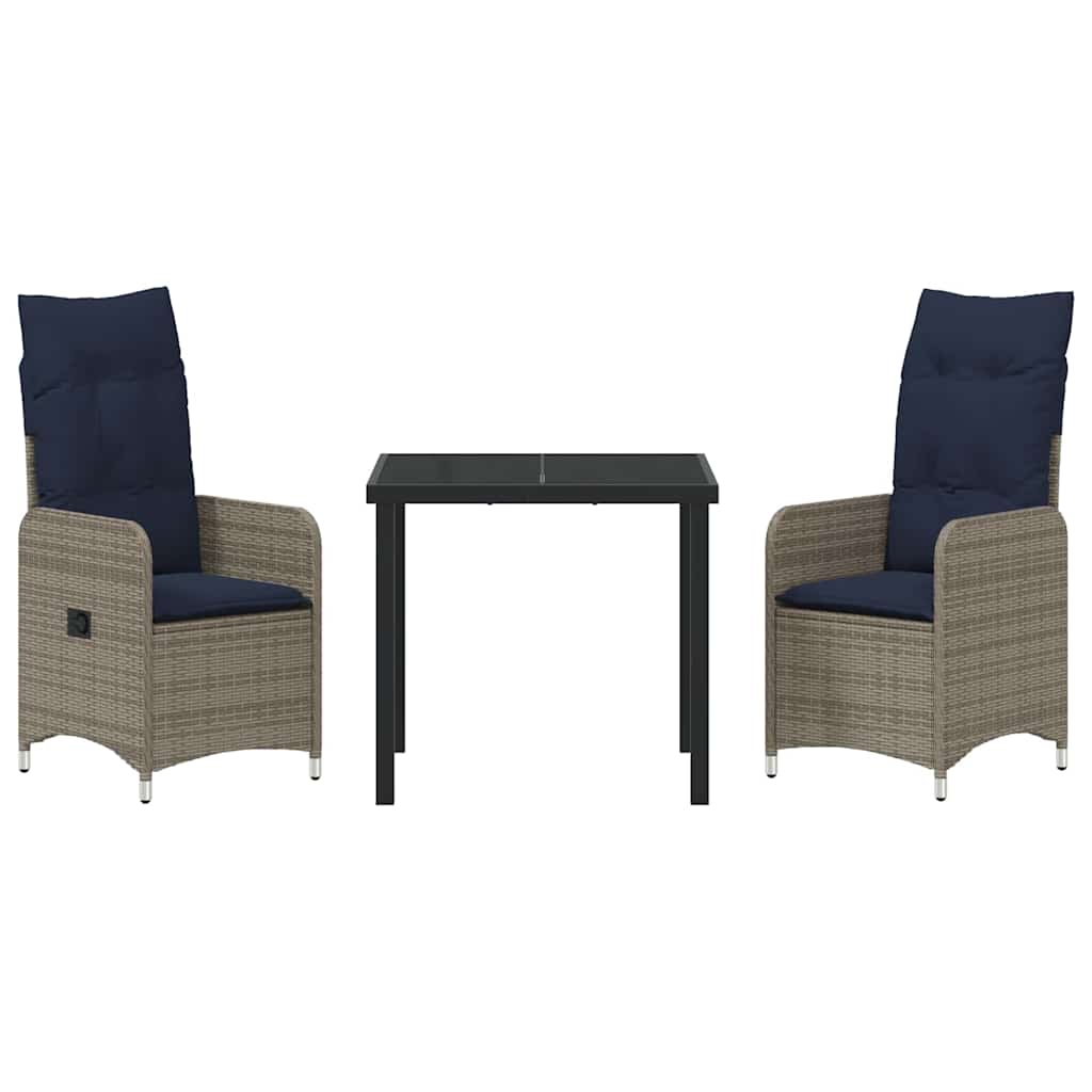 Tuin Eetset 3 pcs Grijs poly rattan