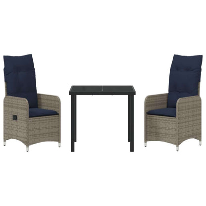 Tuin Eetset 3 pcs Grijs poly rattan