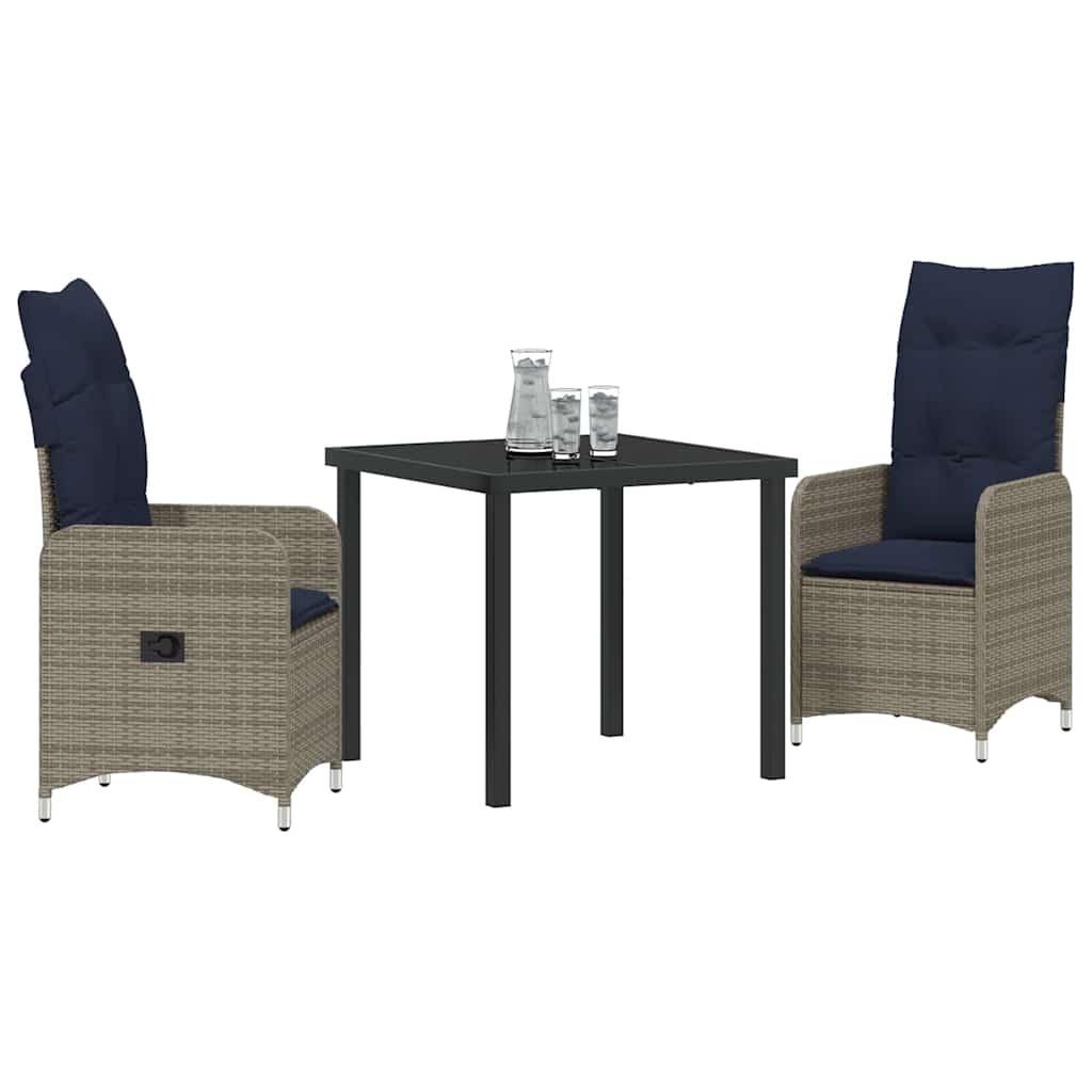 Tuin Eetset 3 pcs Grijs poly rattan