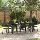 Tuin eettafelset 7 stuks poly rattan zwart