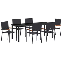 Tuin Eettafelset Met Kussen 7 Pcs Zwart Poly Rattan