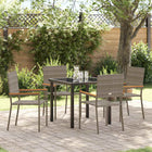 Garden dining set with cushion 5 pcs Grey poly rattan