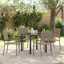 Tuin eettafelset met kussen 5 pcs Grijs poly rattan
