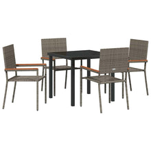 Tuin eettafelset met kussen 5 pcs Grijs poly rattan