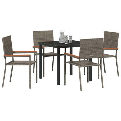 Tuin eettafelset met kussen 5 pcs Grijs poly rattan