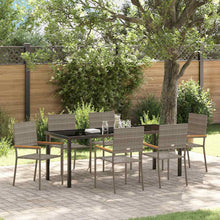 Tuin Eettafelset Met Kussen 7 Pcs Grijs Poly Rattan