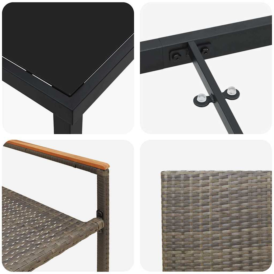 Tuin Eettafelset Met Kussen 9 Pcs Grijs Poly Rattan