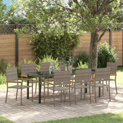 Tuin eettafelset poly rattan grijs 9-delig