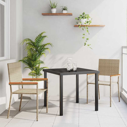 Tuin eettafelset met kussen 3 pcs Beige poly rattan