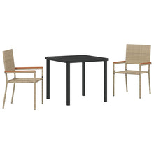 Tuin eettafelset met kussen 3 pcs Beige poly rattan