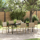 Tuin eettafelset poly rattan 7-delig beige