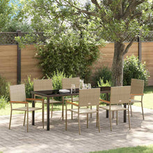 Tuin Eettafelset Met Kussen 7 Pcs Beige Poly Rattan