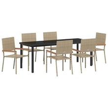 Tuin Eettafelset Met Kussen 7 Pcs Beige Poly Rattan
