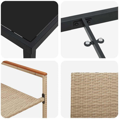 Tuin Eettafelset Met Kussen 9 Pcs Beige Poly Rattan