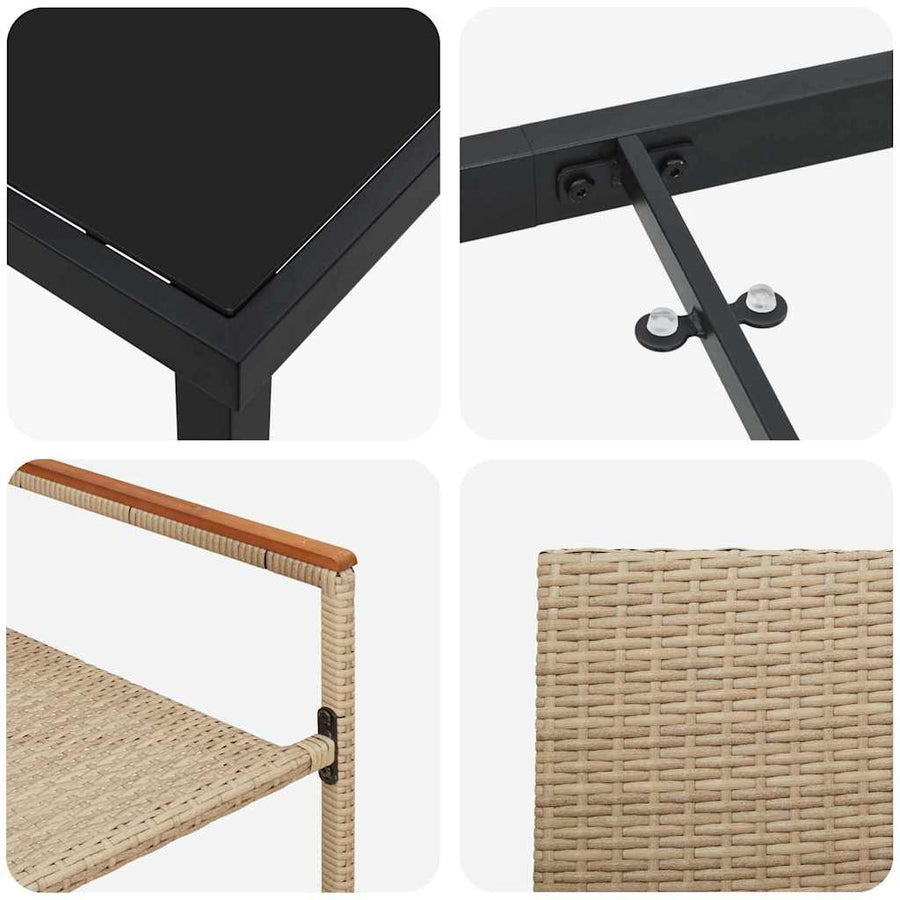 Tuin Eettafelset Met Kussen 9 Pcs Beige Poly Rattan