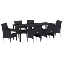 Tuin Eettafelset Met Kussen 7 Pcs Zwart Poly Rattan