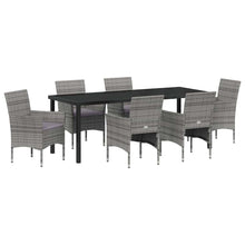 Tuin Eettafelset Met Kussen 7 Pcs Grijs Poly Rattan