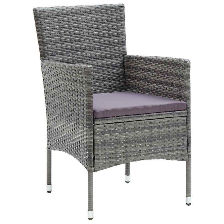 Tuin Eettafelset Met Kussen 7 Pcs Grijs Poly Rattan