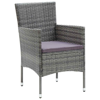 Tuin Eettafelset Met Kussen 9 Pcs Grijs Poly Rattan