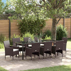 Tuin eettafelset 9-delig poly rattan bruin