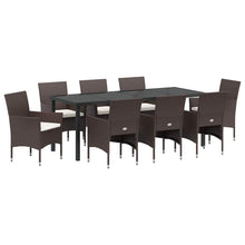 Tuin Eettafelset Met Kussen 9 Pcs Bruin Poly Rattan Wit En Zwart