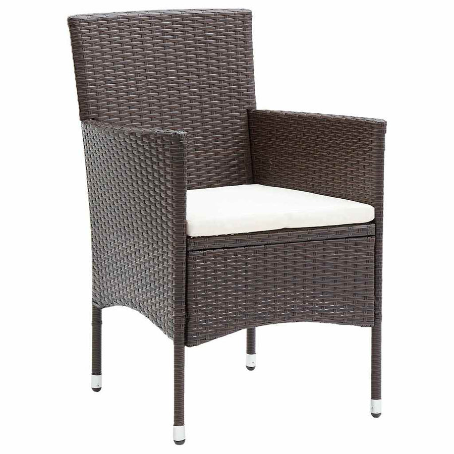 Tuin Eettafelset Met Kussen 9 Pcs Bruin Poly Rattan Wit En Zwart