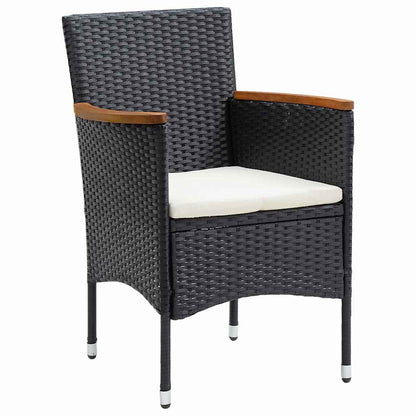 Tuin Eettafelset Met Kussen 9 Pcs Zwart Poly Rattan