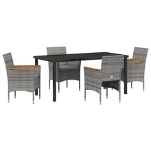 Tuin eettafelset met kussen 5 pcs Grijs poly rattan