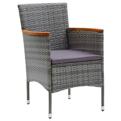 Tuin Eettafelset Met Kussen 7 Pcs Grijs Poly Rattan